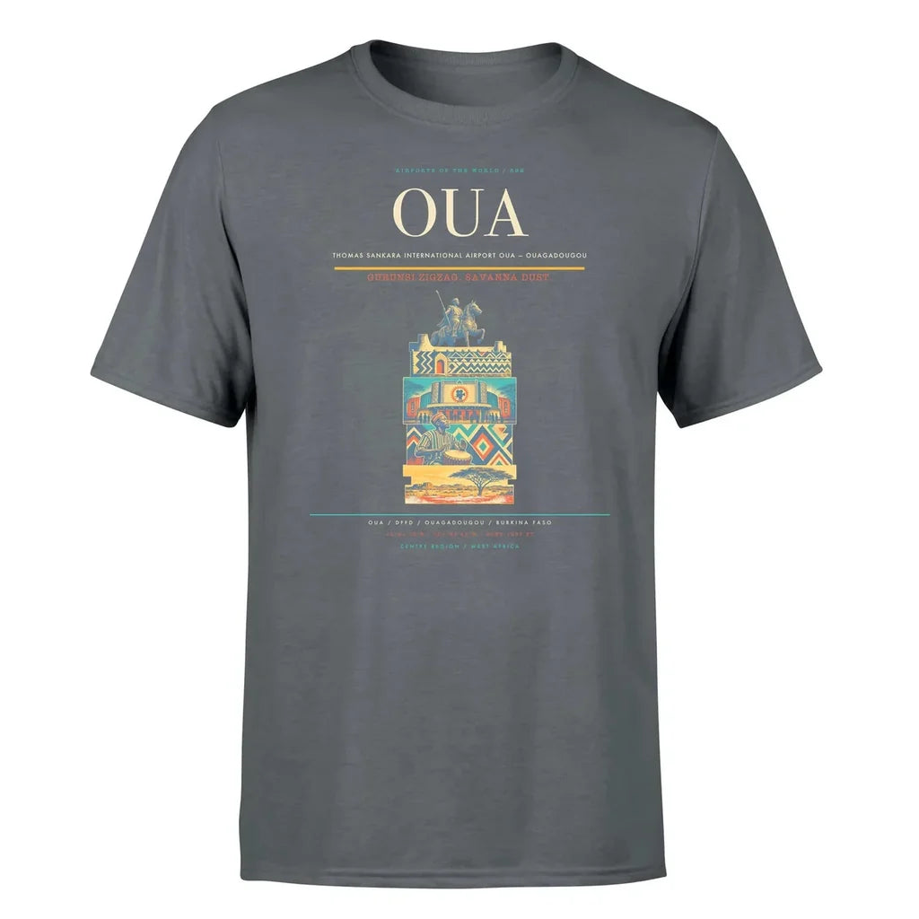 Thomas Sankara International Airport (OUA) T-Shirt single-side front print in Gray | thomas-sankara-international-airport-oua-double-side-t-shirt