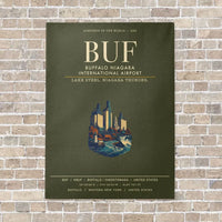 Thumbnail for Buffalo Niagara International Airport BUF vertical canvas print - no frame - green army background