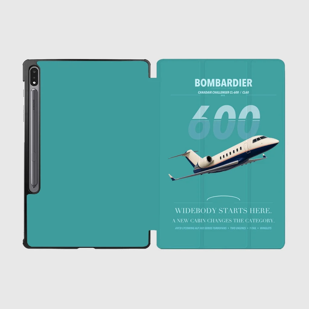 Bombardier Challenger 600 design on turquoise samsung tablet tablet case