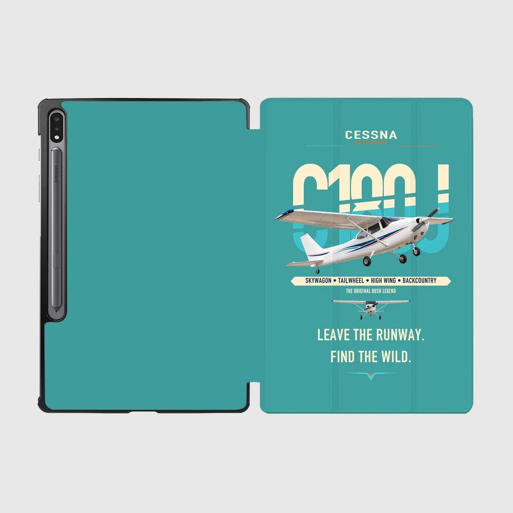 Cessna 180J Skywagon design on turquoise samsung tablet tablet case