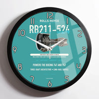 Thumbnail for RB211-524 design on turquoise framed wall clock