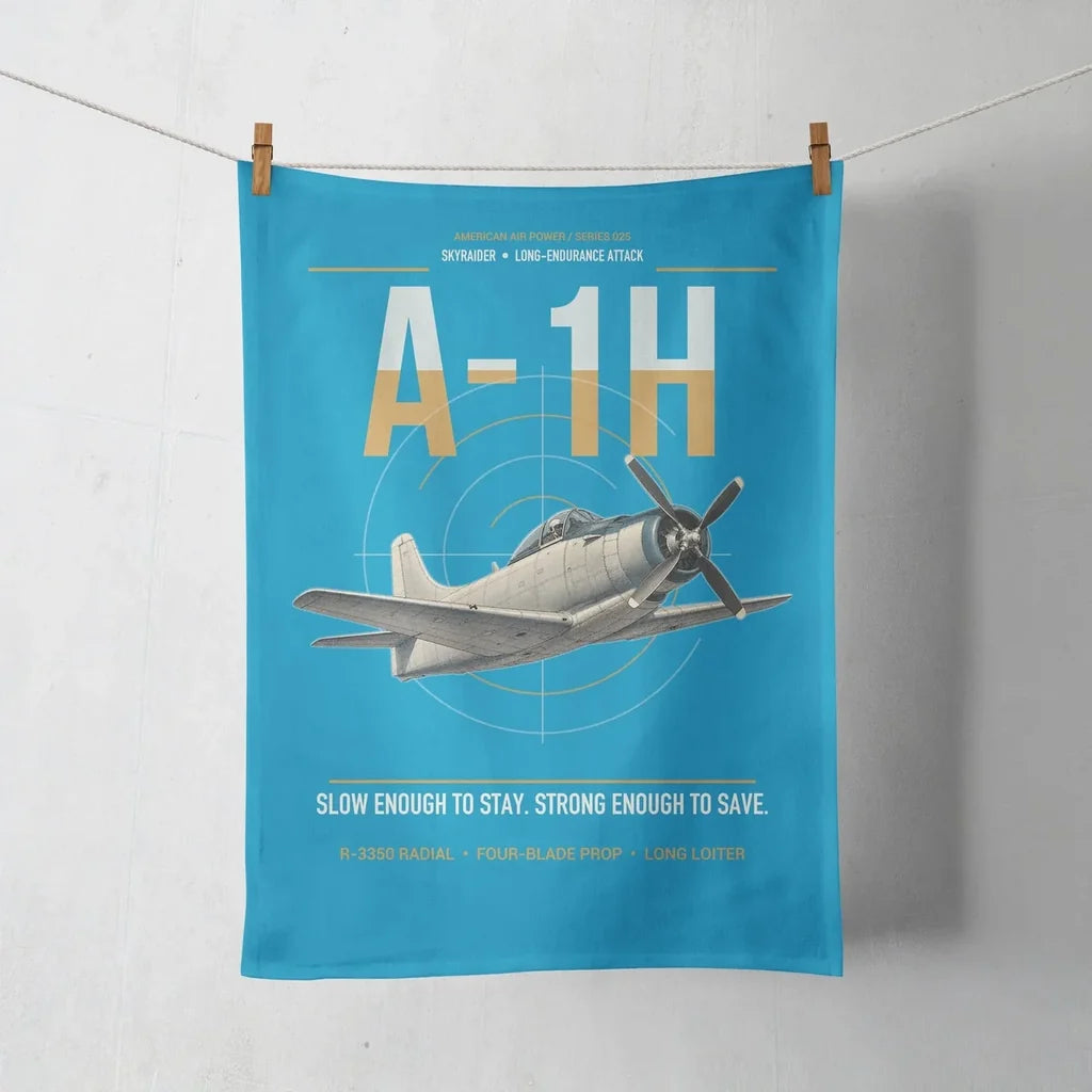 A-1H Skyraider design on turquoise towel