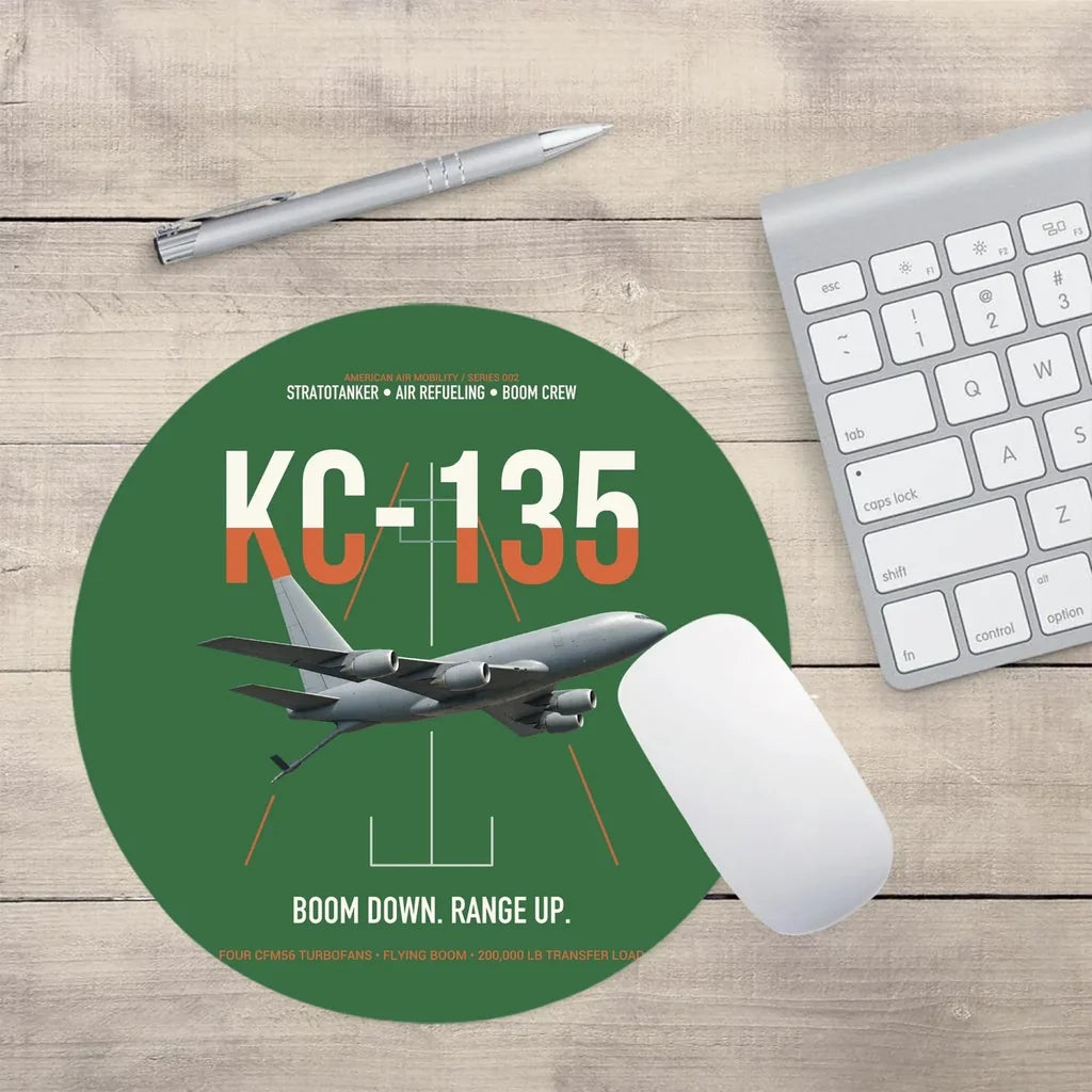 KC-135 STRATOTANKER design on green round mouse pad