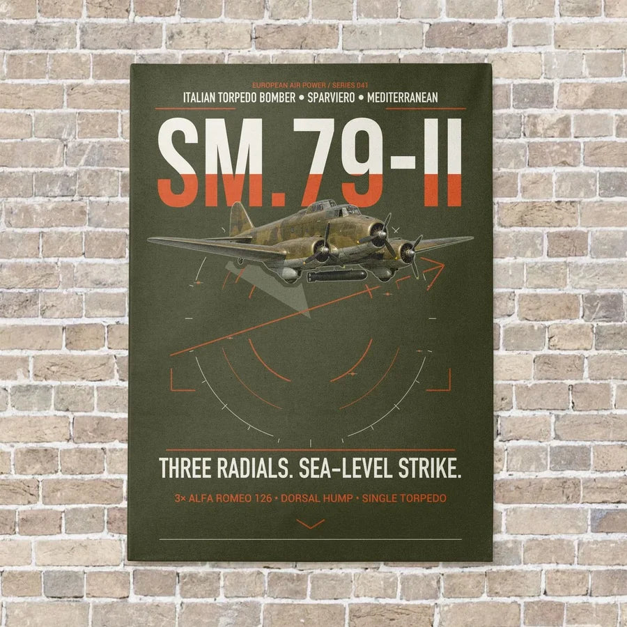 Savoia-Marchetti SM.79-II Sparviero vertical canvas print - no frame - green army background