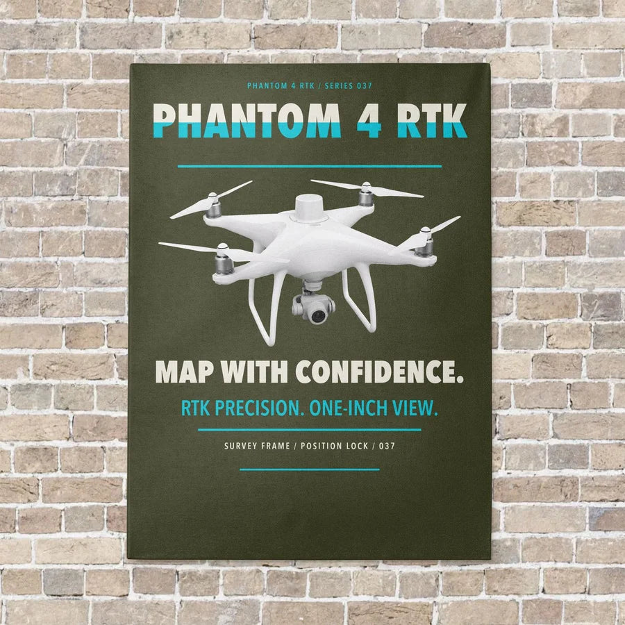 DJI Phantom 4 RTK vertical canvas print - no frame - green army background