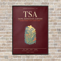Thumbnail for Taipei Songshan Airport TSA - Canvas Framed - Dark Red