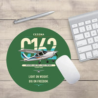Thumbnail for Cessna 162 Skycatcher design on green round mouse pad