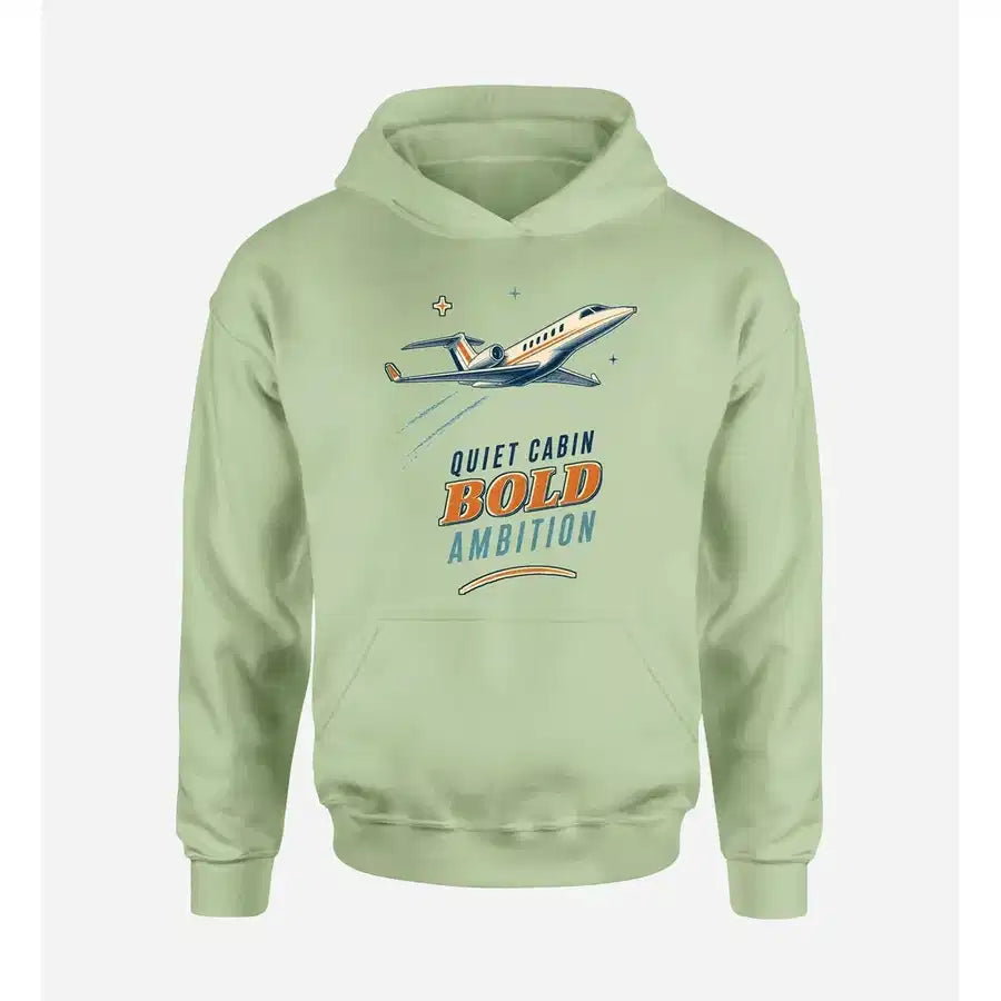 SIGNAL 579 - Quiet Cabin Bold Ambition design on light green hoodie single side