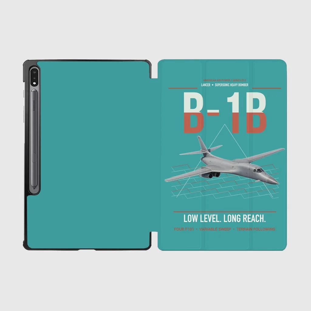 B-1B Lancer design on turquoise samsung tablet tablet case