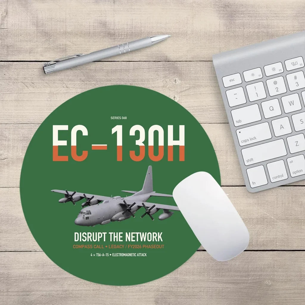 EC-130H Compass Call design on green round mouse pad