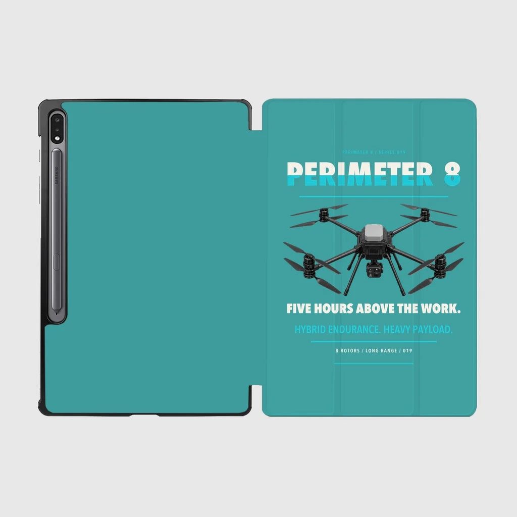 Skyfront Perimeter 8 design on turquoise samsung tablet tablet case