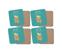 Thumbnail for Ercan International Airport (ECN) design on turquoise 4 pieces set coaster
