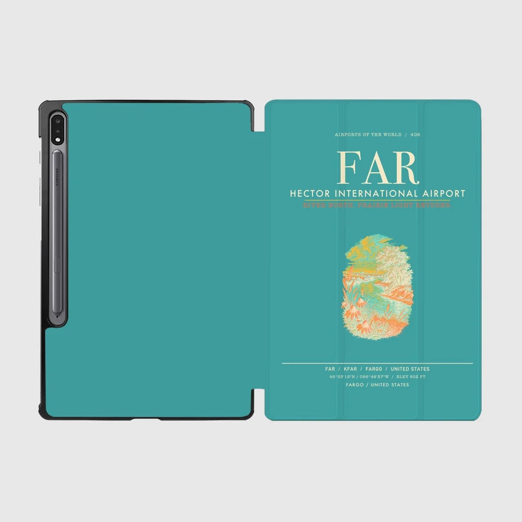 Hector International Airport (FAR) design on turquoise samsung tablet tablet case