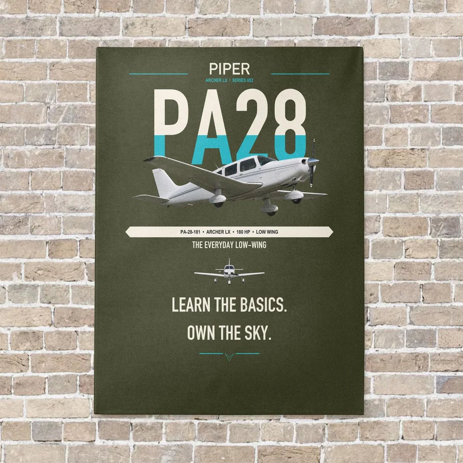 Piper PA-28-181 Archer LX vertical canvas print - no frame - green army background