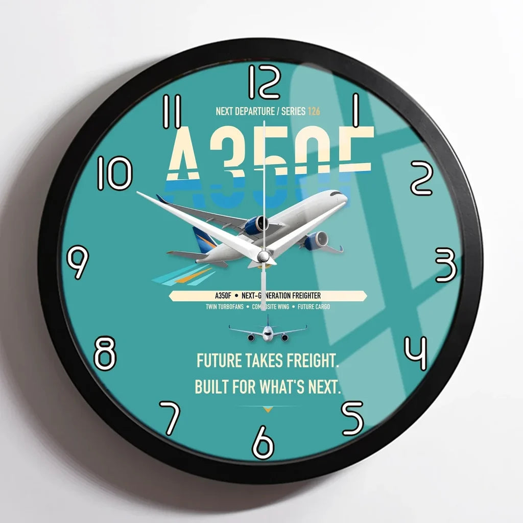 Airbus A350F design on turquoise framed wall clock
