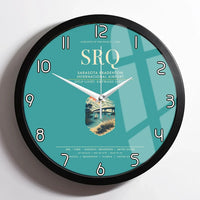 Thumbnail for Sarasota Bradenton International Airport (SRQ) design on turquoise framed wall clock