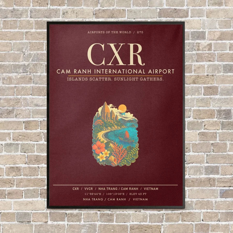 Cam Ranh International Airport Nha Trang CXR - Canvas Framed - Dark Red