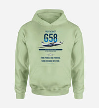 Thumbnail for Beechcraft Baron G58 design on light green double-side hoodie, single-side print