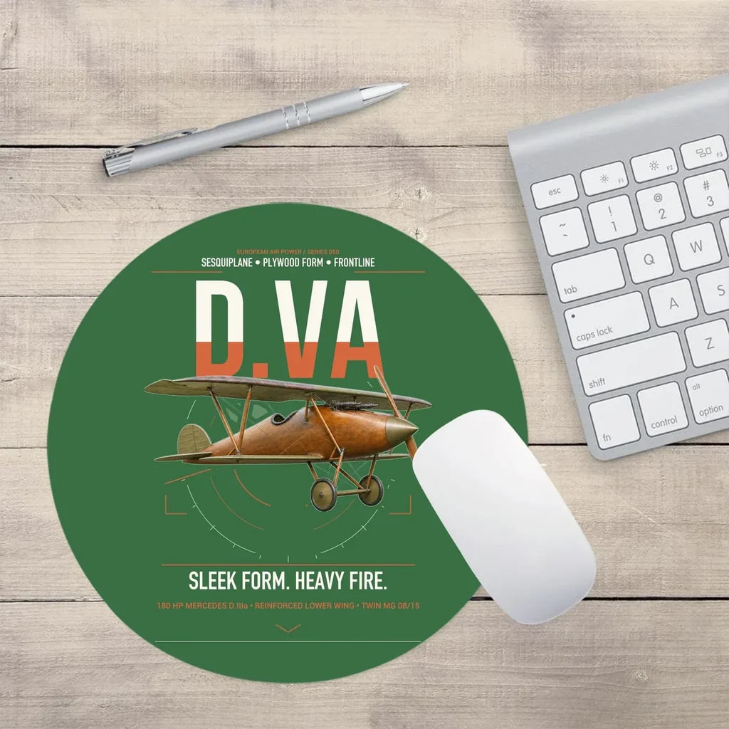 Albatros D.Va design on green round mouse pad