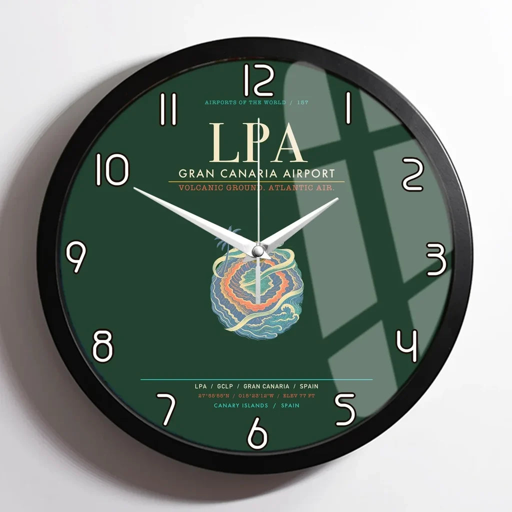 Gran Canaria Airport LPA Wall-Clock Framed - Dark Green