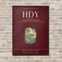 Thumbnail for Hat Yai International Airport HDY - Canvas Framed - Dark Red