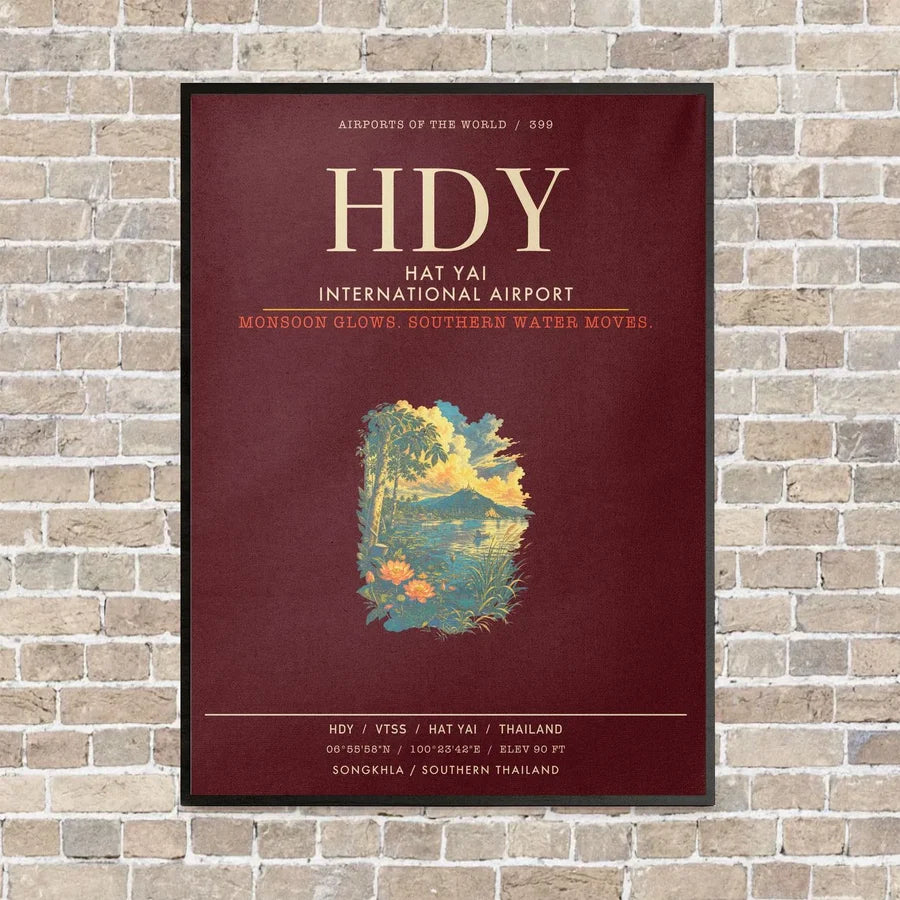 Hat Yai International Airport HDY - Canvas Framed - Dark Red