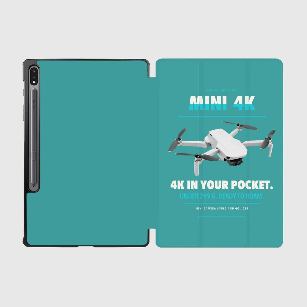 DJI Mini 4K design on turquoise samsung tablet tablet case