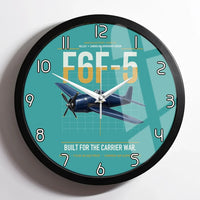 Thumbnail for F6F-5 Hellcat design on turquoise framed wall clock