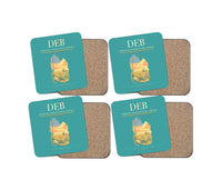 Thumbnail for Debrecen International Airport (DEB) design on turquoise 4 pieces set coaster
