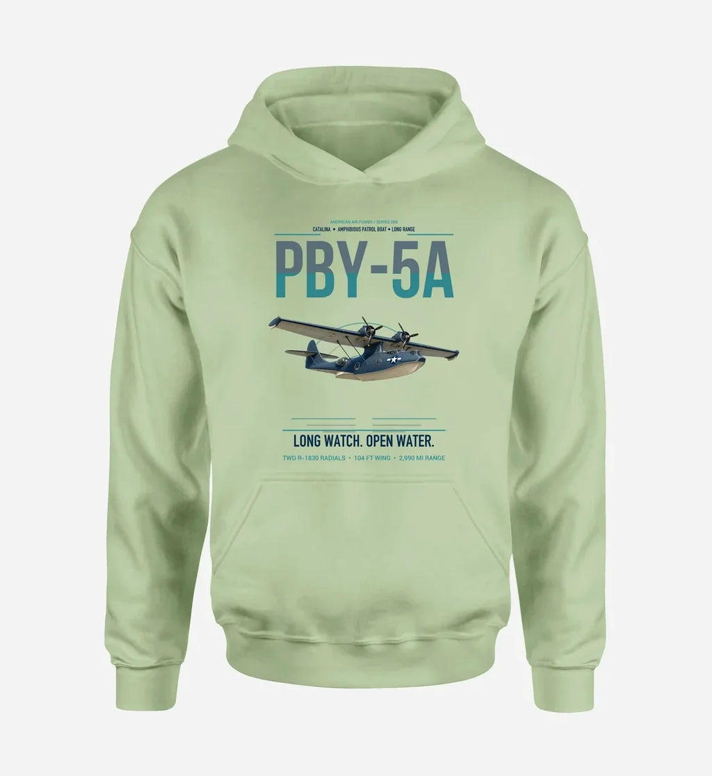PBY-5A Catalina design on light green double-side hoodie, single-side print