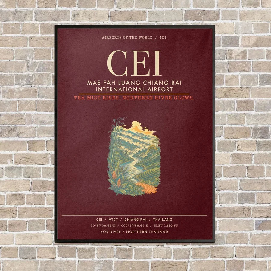 Mae Fah Luang Chiang Rai International Airport CEI - Canvas Framed - Dark Red