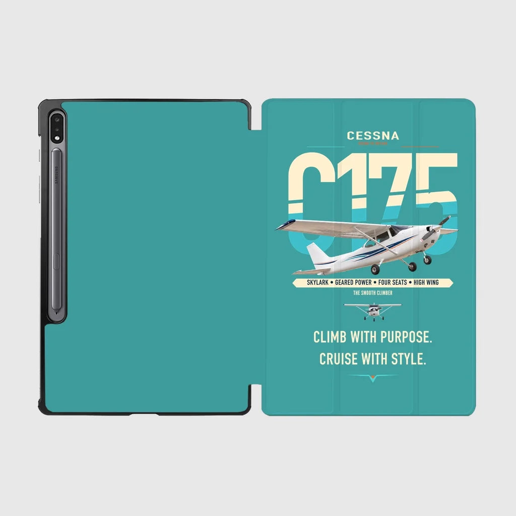 Cessna 175 Skylark design on turquoise samsung tablet tablet case