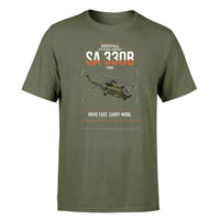 Thumbnail for Aérospatiale SA 330B Puma design on green army t-shirt, single-side print