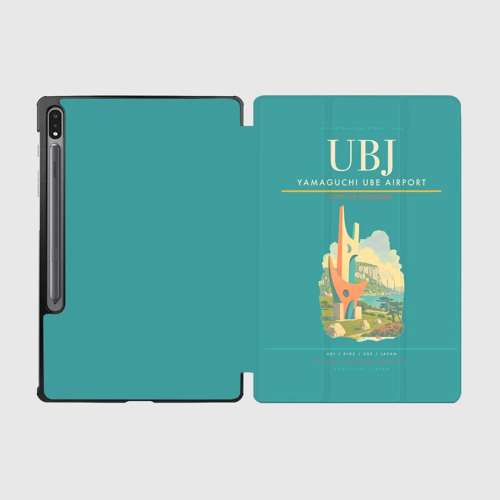 Yamaguchi Ube Airport (UBJ) design on turquoise samsung tablet tablet case