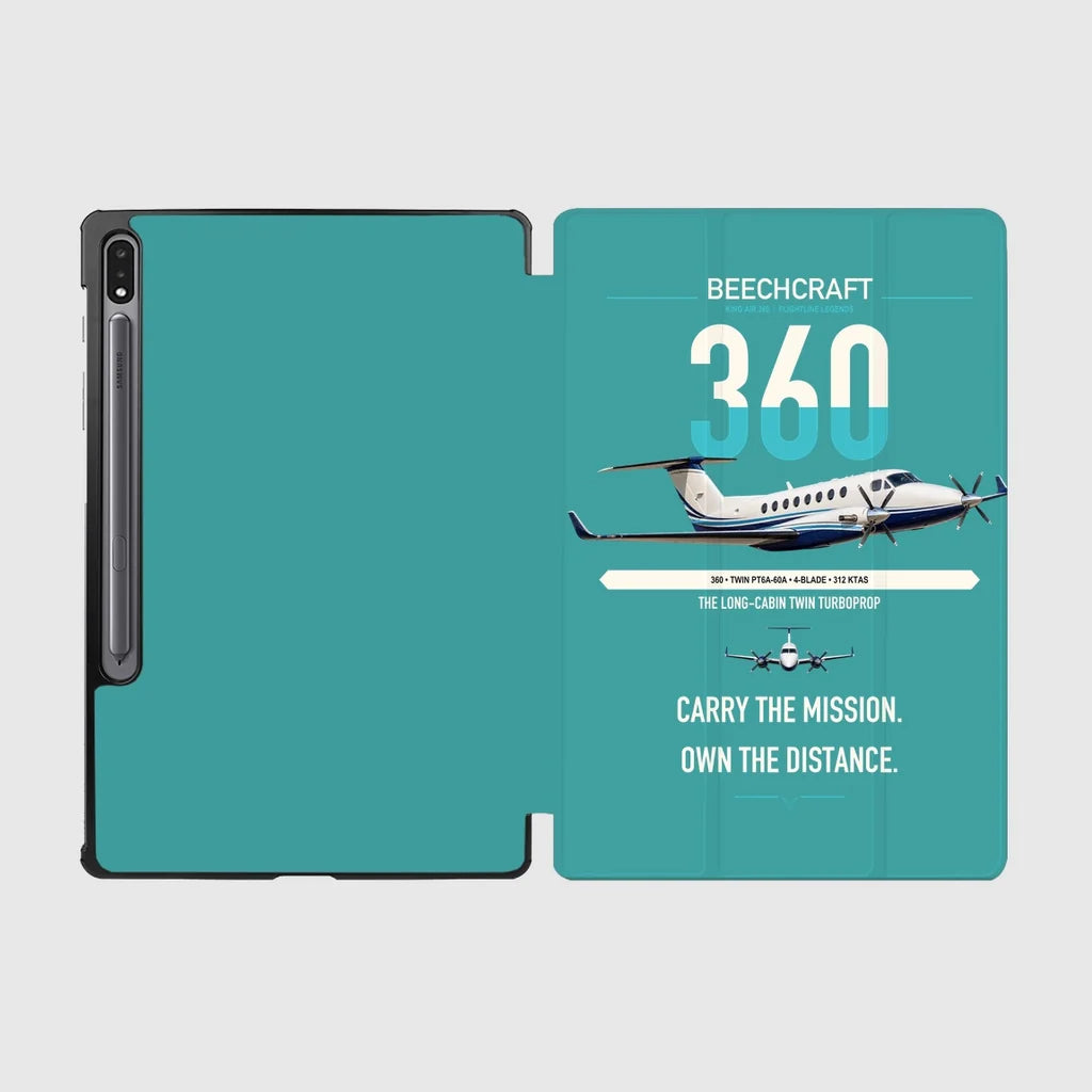 Beechcraft King Air 360 design on turquoise samsung tablet tablet case