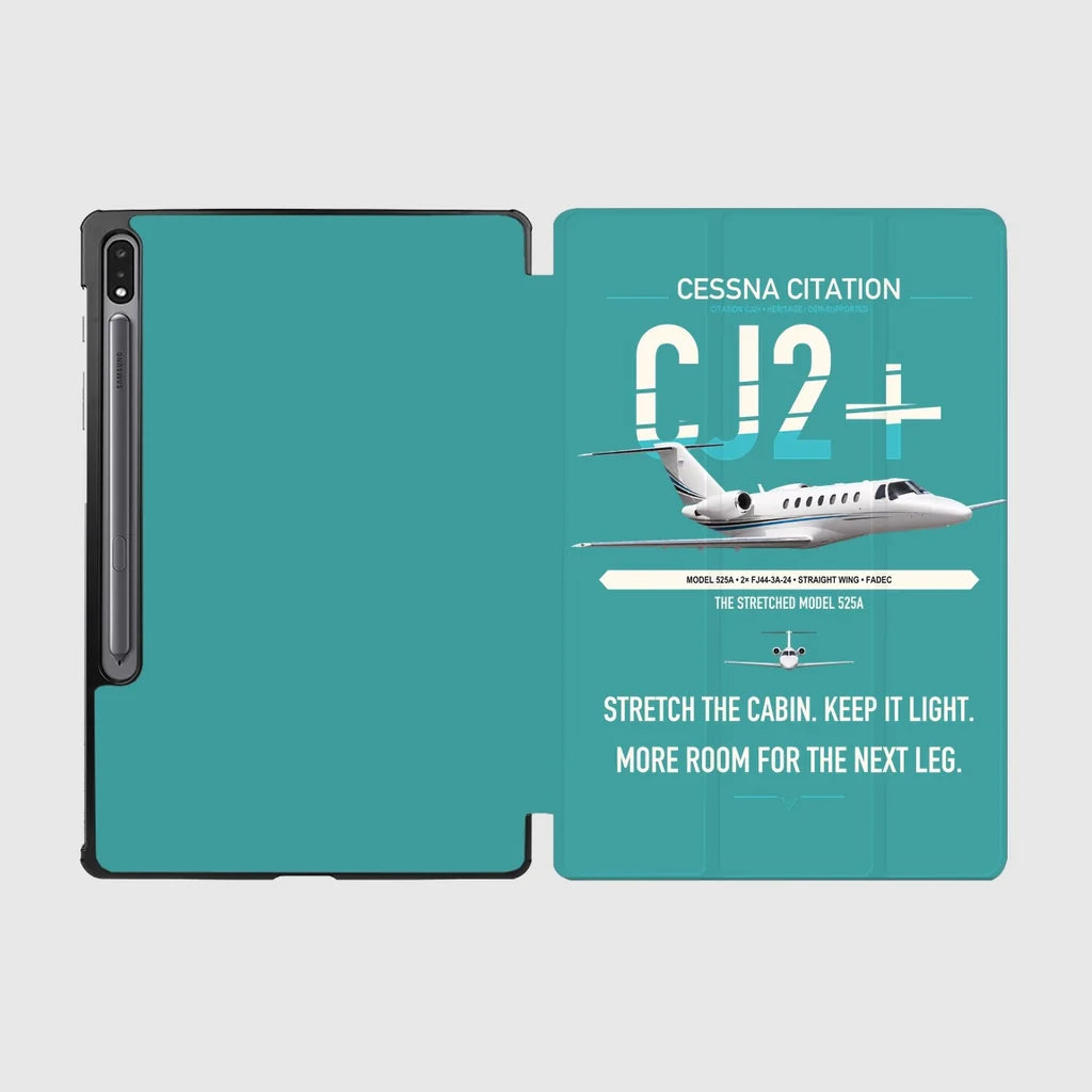 Cessna Citation CJ2+ design on turquoise samsung tablet tablet case
