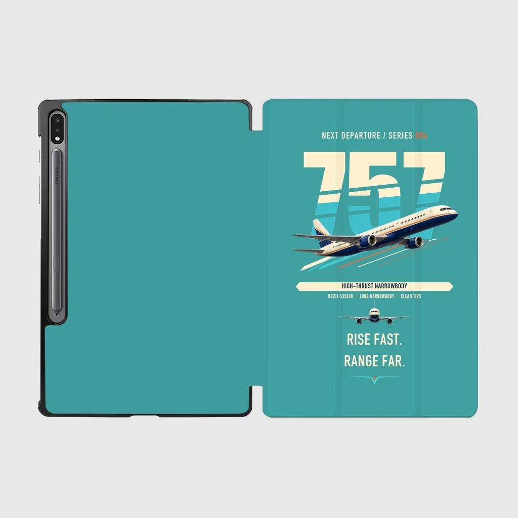 Boeing 757-200 design on turquoise samsung tablet tablet case