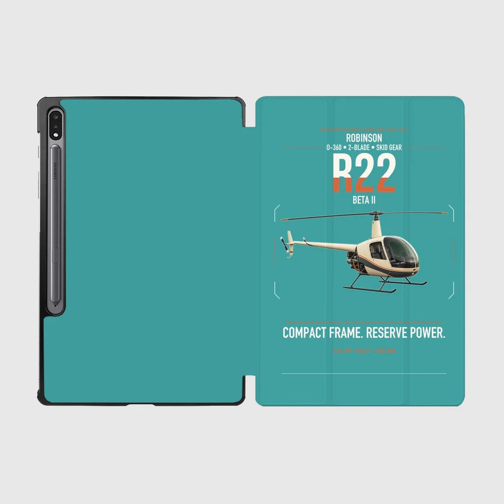 Robinson R22 Beta II design on turquoise samsung tablet tablet case
