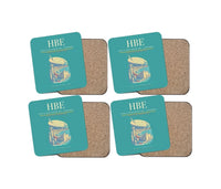 Thumbnail for Borg El Arab Airport (HBE) design on turquoise 4 pieces set coaster