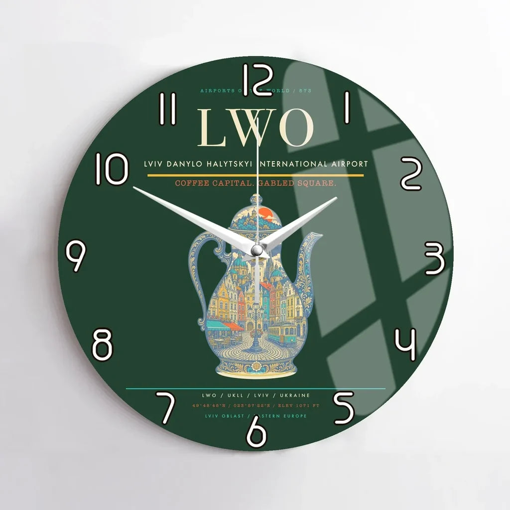 Lviv Danylo Halytskyi International Airport LWO Wall-Clock No-Frame - Dark Green