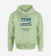 Thumbnail for Convair 580 design on light green hoodie single side