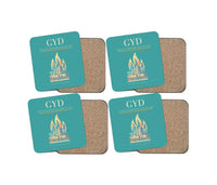 Thumbnail for Heydar Aliyev International Airport (GYD) design on turquoise 4 pieces set coaster