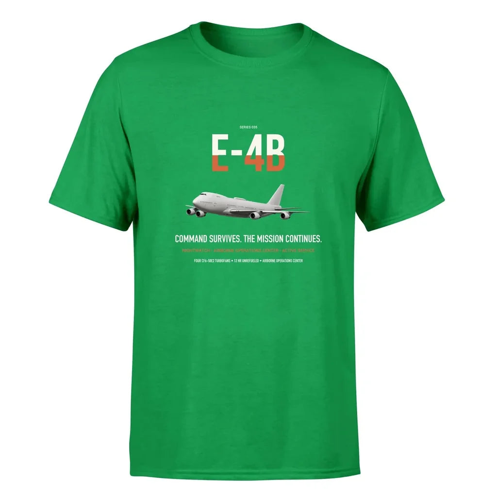 E-4B Nightwatch design on green double-side t-shirt, single-side print