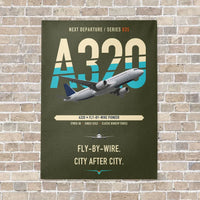 Thumbnail for Airbus A320 vertical canvas print - no frame - green army background