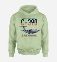 Thumbnail for C-390 Millennium design on light green double-side hoodie, single-side print