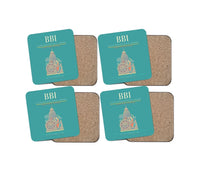 Thumbnail for Biju Patnaik International Airport (BBI) design on turquoise 4 pieces set coaster