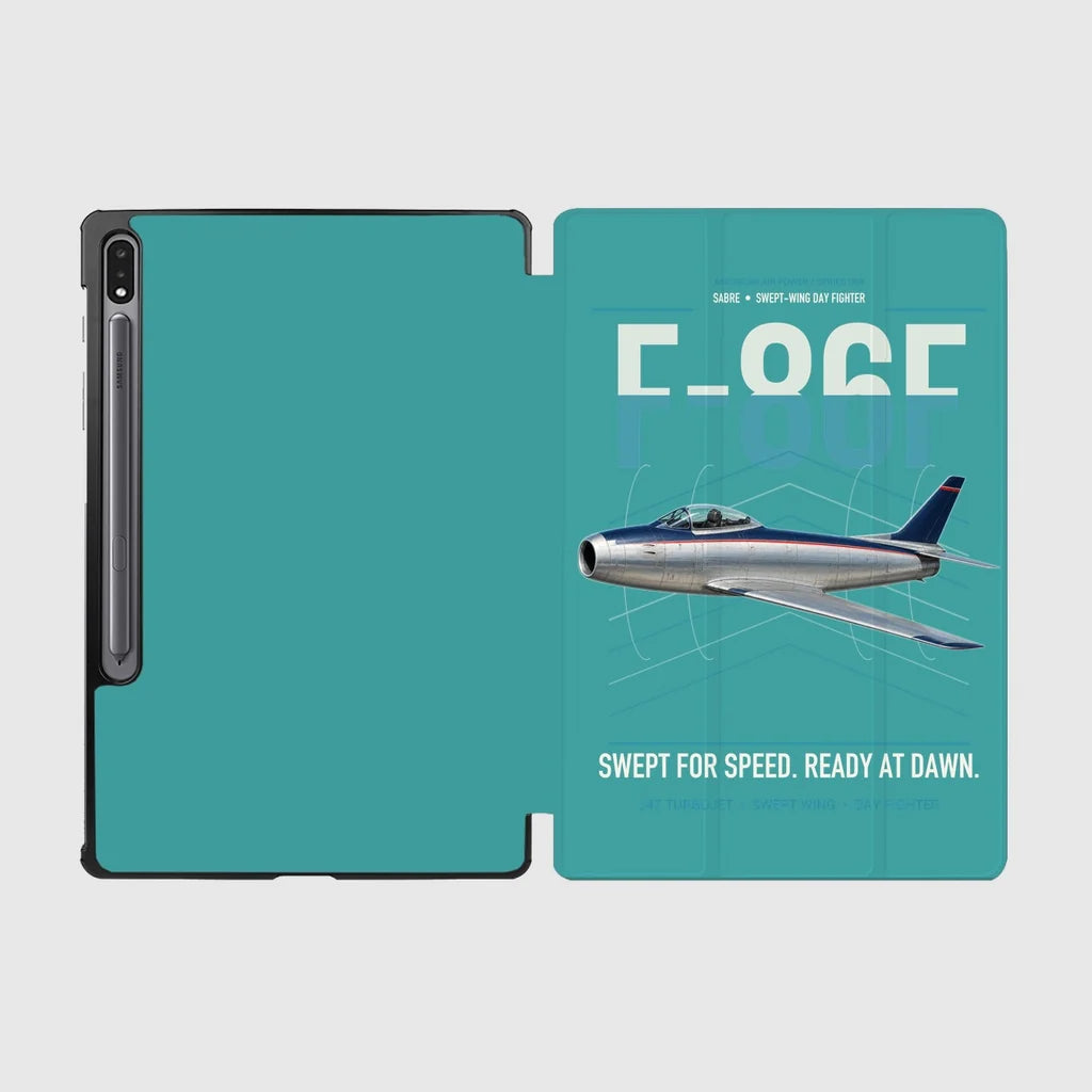 F-86F Sabre design on turquoise samsung tablet tablet case