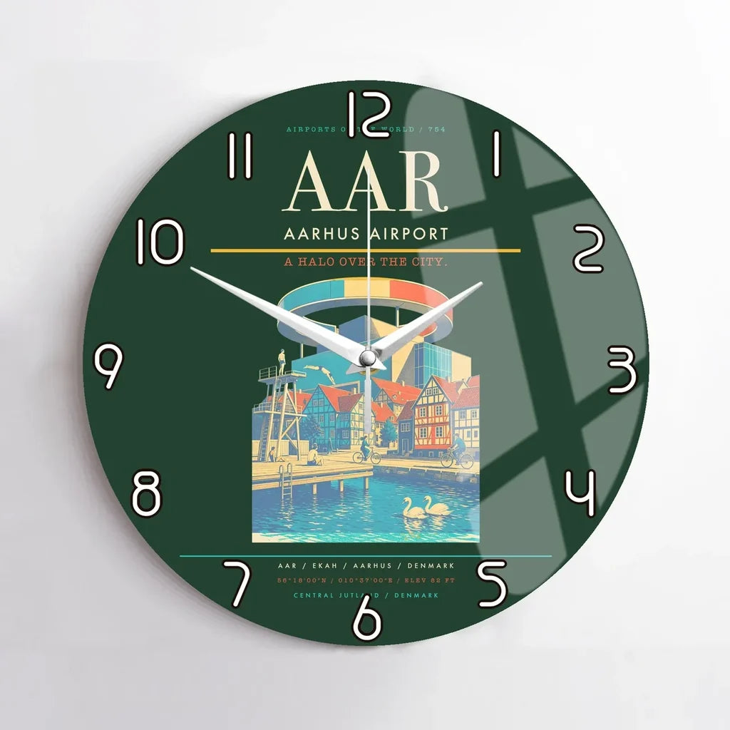 Aarhus Airport AAR Wall-Clock No-Frame - Dark Green