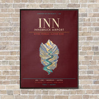Thumbnail for Innsbruck Airport INN - Canvas Framed - Dark Red