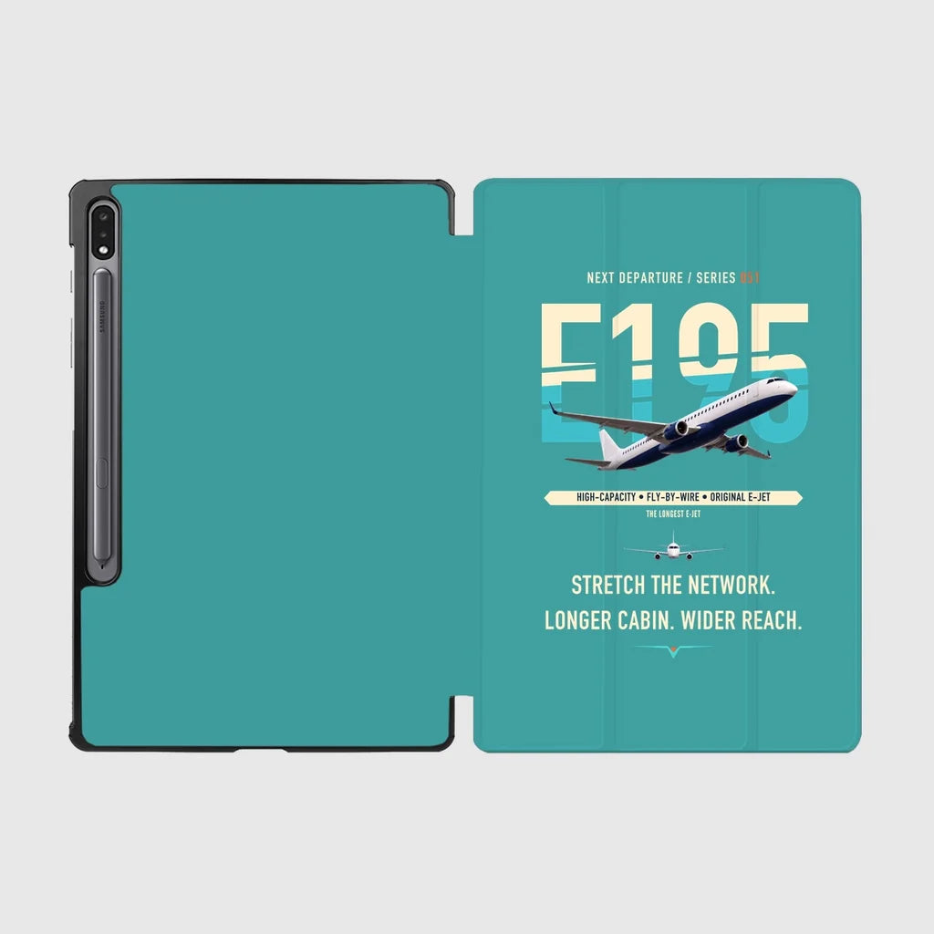 Embraer E195 design on turquoise samsung tablet tablet case